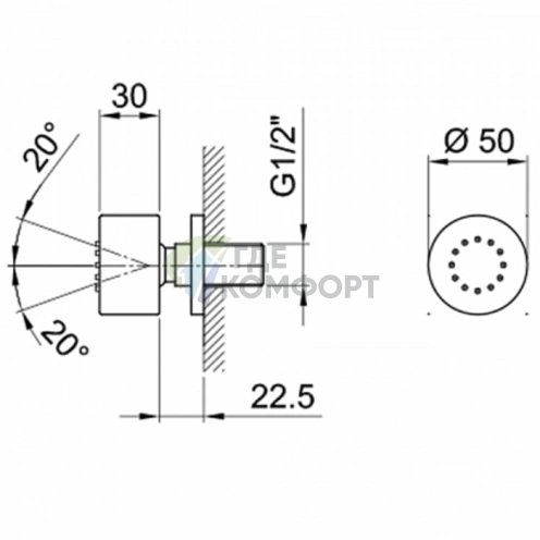 Душевой комплект Fantini Venezia: ручная лейка, шланг и держатель в цвете хром (29 02 5943) - фото 2