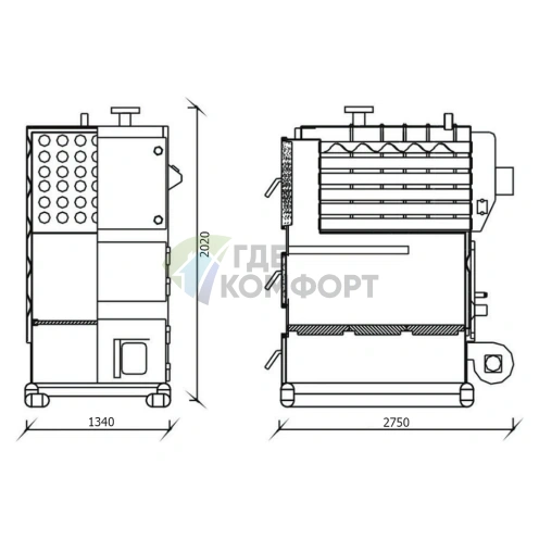 Твердотопливный напольный одноконтурный котел Kentatsu Furst Vulkan Max SR-600 - фото 2