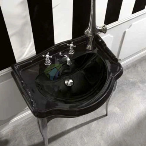 Раковина KERASAN Retro 73 73x54 см: черная глянцевая с одним отверстием (104704*1) - фото 1