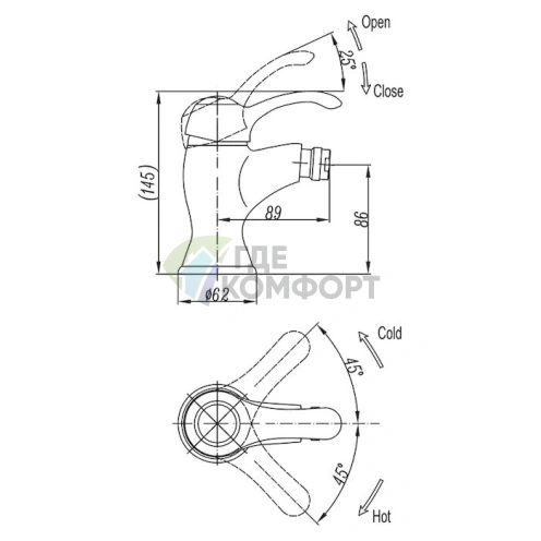 Смеситель для биде Cezares Lira C BS1 01 хром настенный - фото 2