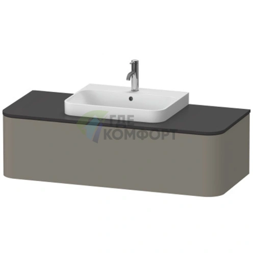 Подвесная тумба Duravit Happy D.2 Plus 354x1300x550 мм с ящиком, цвет серый камень матовый (HP4932M9292) - фото 1