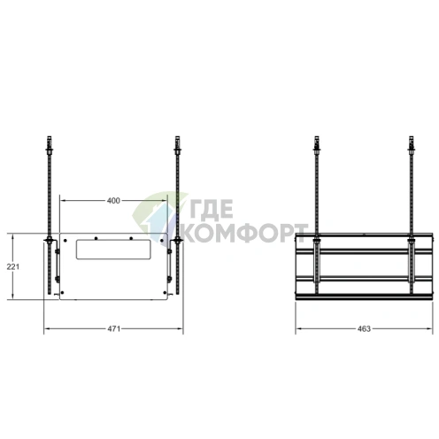 Профиль линейный GESSI BINARIO 460 мм для 2 модулей, Black XL (Shift-Fix) (61004#299) - фото 2