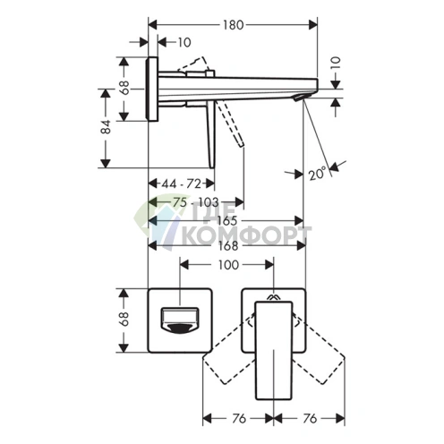 Встраиваемый смеситель для раковины Hansgrohe Metropol с изливом 165 мм, хром (32525000) - фото 2