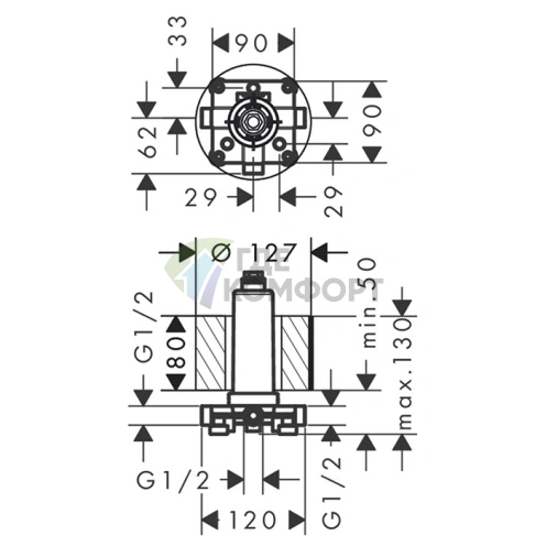 Скрытая система для верхнего душа с потолочным подключением (26434180) - фото 2