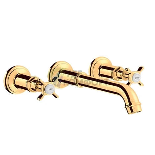 Смеситель для раковины AX Montreux настенный, 3 отверстия, полированное золото (16532990) - фото 1