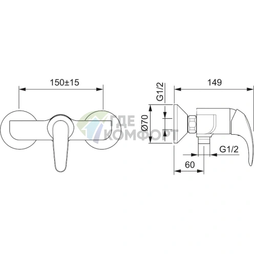 Смеситель для душа Oras Polara 1470Y - фото 2
