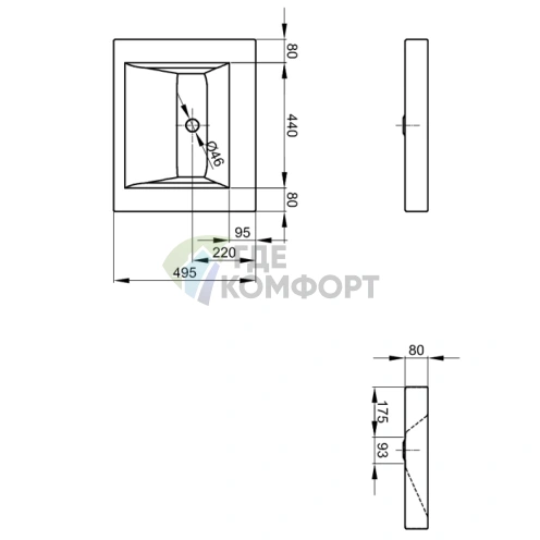 Раковина BETTEAqua накладная 140х49 5х8 cм с 1 отв под смесительитель без перелива с крепежом цвет белый - фото 2