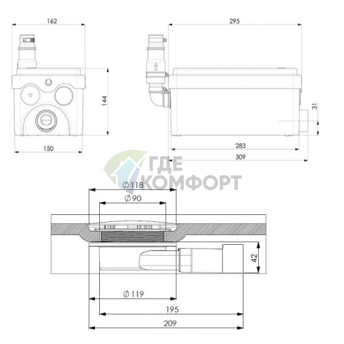 Канализационный насос SFA Sanidouche Flat - фото 3