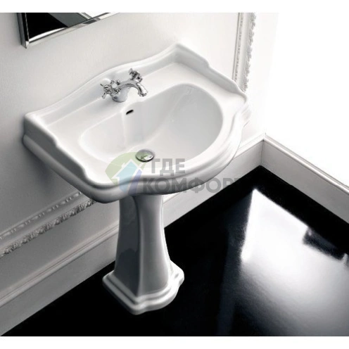 Раковина KERASAN Retro 69 69x52 см без отверстия белая (104601*0) - фото 2