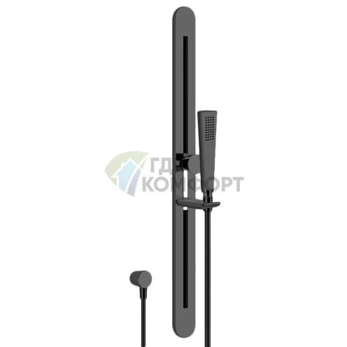 Комплект душевой гарнитуры Gessi Cono со штангой и антинакипной лейкой Black Metal Brushed PVD (45144#707) - фото 1