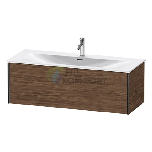 Подвесная тумба Duravit XViu для раковины 234412, 1 ящик, цвет walnut dark/черный матовый, 610x800x480 мм (XV40360B221) - фото 1