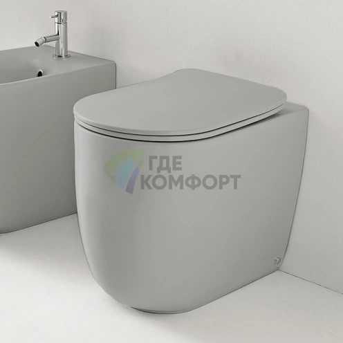 Унитаз безободковый пристенный Kerasan Nolita 55x35 см, цвет Grigio Matt (531859) - фото 1