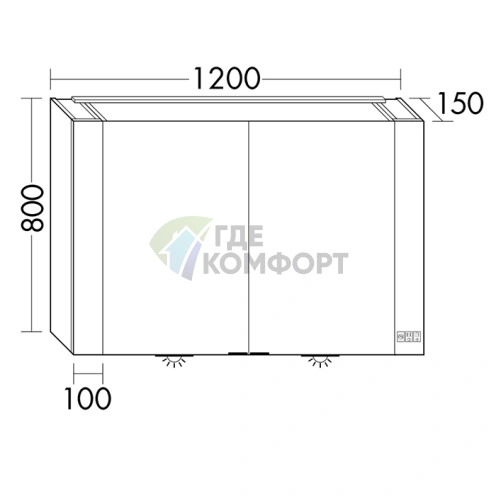 Зеркальный шкаф BURGBAD RL40 с умным освещением, 2 розетками и 4 полками (SPQZ120) - фото 2