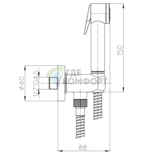 Гидрощетка для унитаза Bossini Nikita 125 см (хром, латунь) (C69006B.030) - фото 2