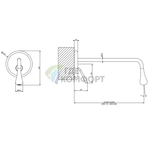 Gessi Goccia Встраиваемый однорычажный смеситель для раковины с регулируемым вылетом излива (белый) (33690#279) - фото 2