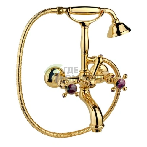 Смеситель для ванны Nicolazzi Le Pietre с двумя ручками и переключателем душ/ванна в золотом цвете (2101GO09) - фото 1