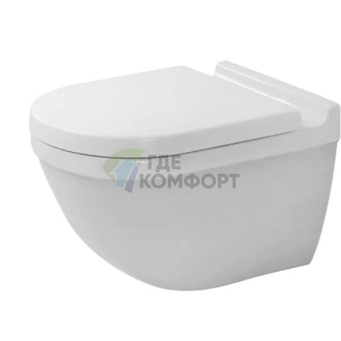 Подвесной унитаз Duravit Starck 3 Rimless с гигиеничным покрытием WG и сиденьем с микролифтом (45270900A11 - фото 1