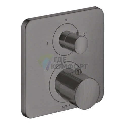 Термостат для душа AX Citterio M встраиваемый, 2 выхода, шлифованный черный хром (34725340) - фото 1