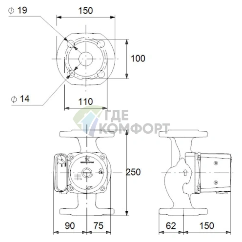 Циркуляционный насос Grundfos UPS 40-100 F 250 - фото 3