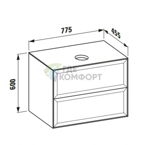 Подвесная тумба Laufen New Classic с двумя ящиками, 780×450×350 мм, глянцевый белый (4.0601.2.085.631.1) - фото 2