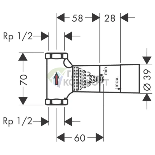 Запорный вентиль AX со скрытым монтажом и пропускной способностью 52 л/мин (16973180) - фото 2
