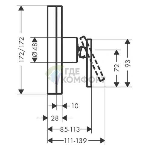 Встраиваемый смеситель для душа AX Edge с алмазной огранкой в полированном золоте (46651990) - фото 2