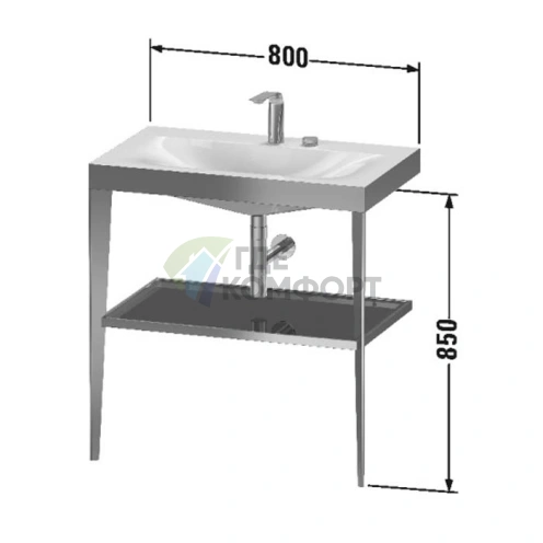 Консоль напольная Duravit XViu с раковиной и полкой, черный мат/глянец (XV4715OB240) - фото 2