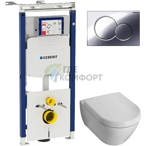 Комплект подвесного унитаза Villeroy & Boch Subway 2.0 с инсталляцией Geberit и микролифтом - фото 1