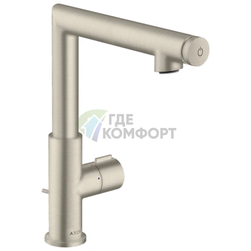 Смеситель для раковины AX Uno с донным клапаном, шлифованный никель (45016820) - фото 1