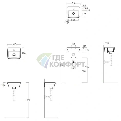 Раковина SIMAS Evolution 31x27 см белая с отверстием под смеситель - фото 1
