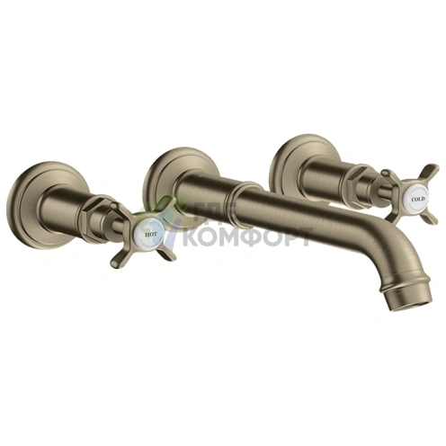 Смеситель для раковины AX Montreux настенный на 3 отверстия, излив 165-225 мм, шлифованный никель (16532820) - фото 1