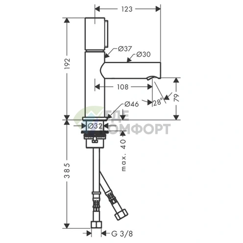 Смеситель для раковины AX Uno с высоким изливом 108 мм и донным клапаном (45015820) - фото 2