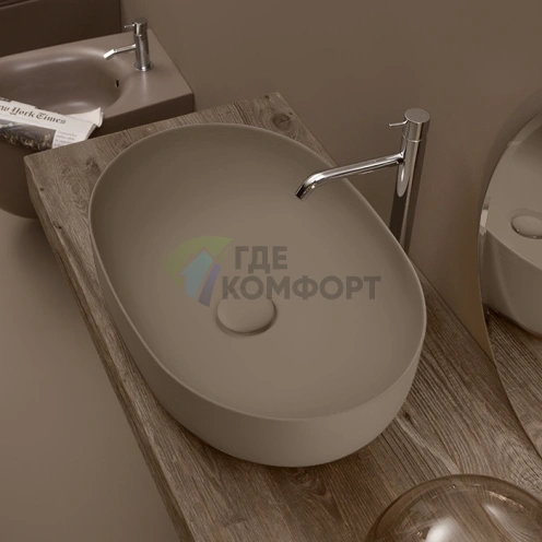 Раковина Kerasan Nolita накладная 60x40 см без отверстия под смеситель, цвет Bruno Matt (534388) - фото 1