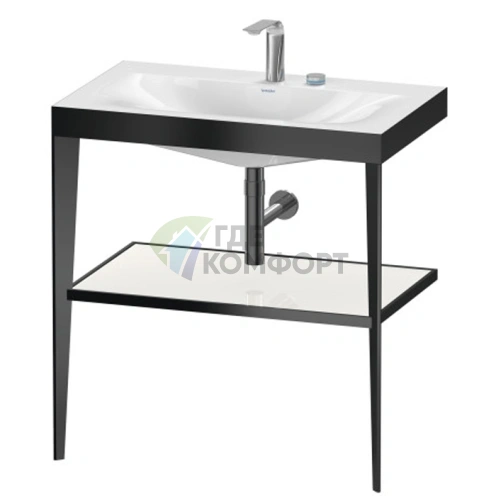 Консоль напольная Duravit XViu с раковиной без перелива и полкой, 2 отверстия, черный матовый/белый глянцевый (XV4715EB285) - фото 1