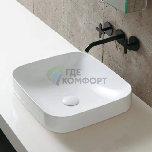 Накладная раковина AZZURRA ELEGANCE 45×40 см без отверстия, белая - фото 1