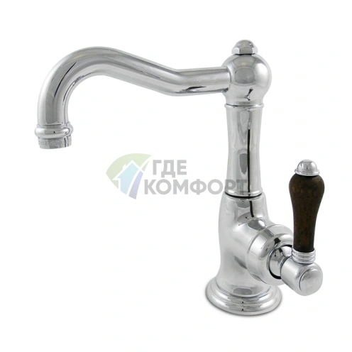 Однорычажный смеситель для раковины Nicolazzi Forest с донным клапаном и деревянной ручкой, хром (3452CR77C) - фото 1