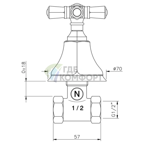 Запорный вентиль Nicolazzi Teide 1/2, хром (1912CR05) - фото 2