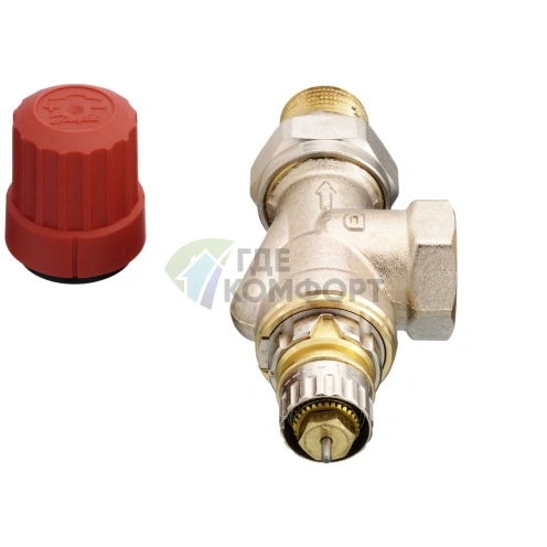 Клапан радиаторного терморегулятора угловой с боковым подключение термостата, никелированный RTR-N 15 UK Danfoss 013G7048 (Данфосс) - фото 2