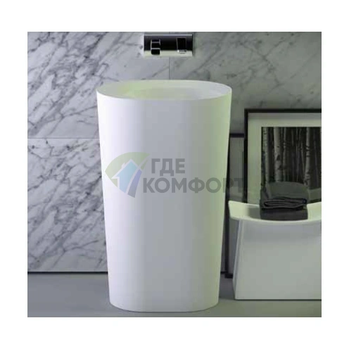 Раковина KNIEF Glow свободностоящая 55х40х90 см без перелива с выходом в пол белая матовая - фото 1