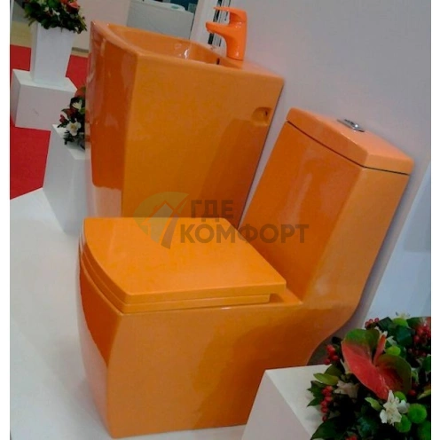 Унитаз-моноблок Arcus 050 в оранжевом цвете - фото 3