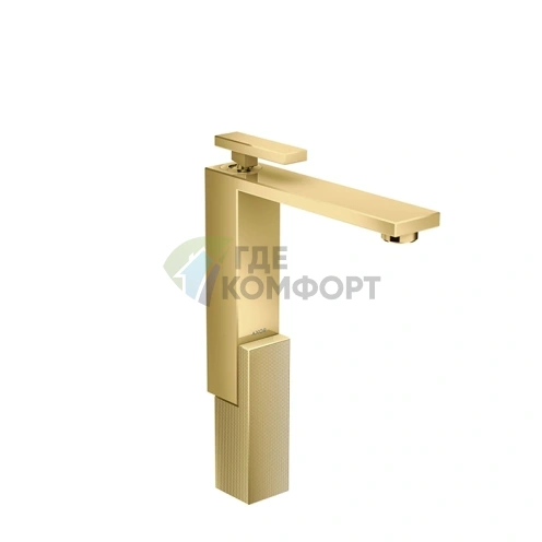 Смеситель для раковины AX Edge 280 мм с изливом 180 мм: алмазная огранка, полированное золото и донный клапан push/open (46031990) - фото 1