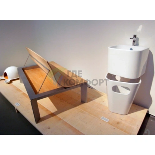 Подвесная раковина AZZURRA TANDEM 44x43 см с бельевой корзиной, белый - фото 3