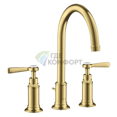 Смеситель для раковины AX Mont с золотой гарнитурой, 3 отверстия, цвет шлифованная медь (16514950) - фото 1