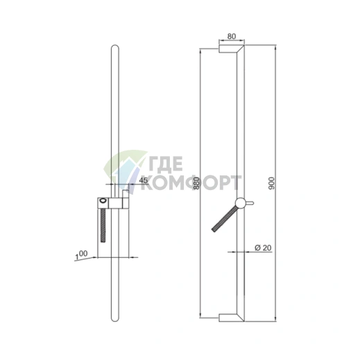 Душевая штанга Fantini без лейки, шланг 150 см, хром (86 02 9247) - фото 2