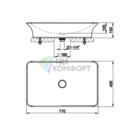 Накладная раковина Gessi iSpa 71×45 см с донным клапаном, белый - фото 2