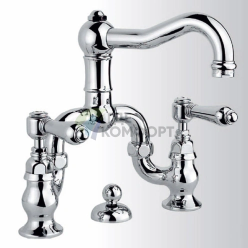 Смеситель для раковины Nicolazzi El Capitan мостовой, с двумя ручками, хром (1419CR69) - фото 1