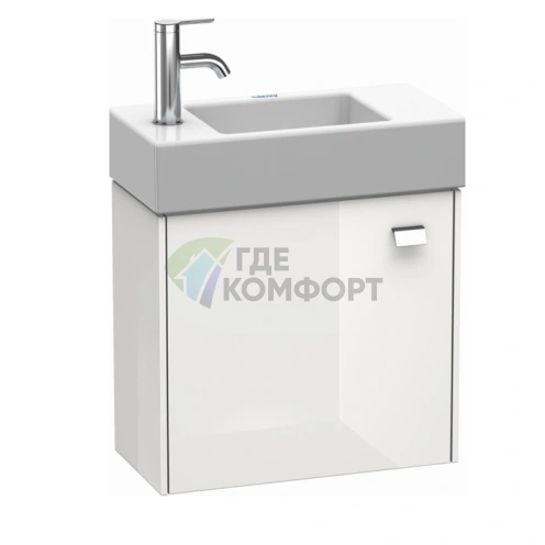 Стильная подвесная тумба Duravit Brioso белого глянцевого цвета с дверцей на левых петлях (BR4051L1022) - фото 1