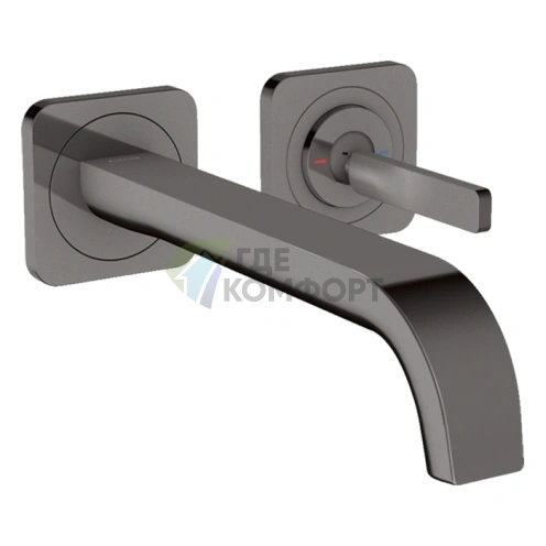 Смеситель для раковины AX Citterio E настенный в цвете полированный черный хром (36106330) - фото 1