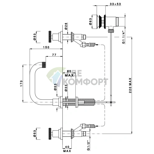 Умный смеситель для раковины Nicolazzi Arena с автоматическим дренажем (3318CR44) - фото 2