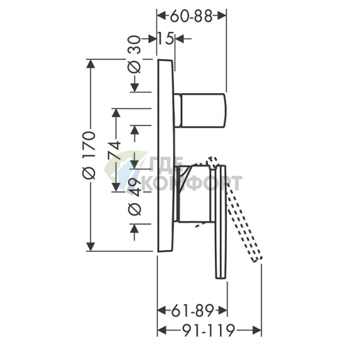Смеситель для ванны AX Citterion в цвете шлифованная бронза (39457140) - фото 2